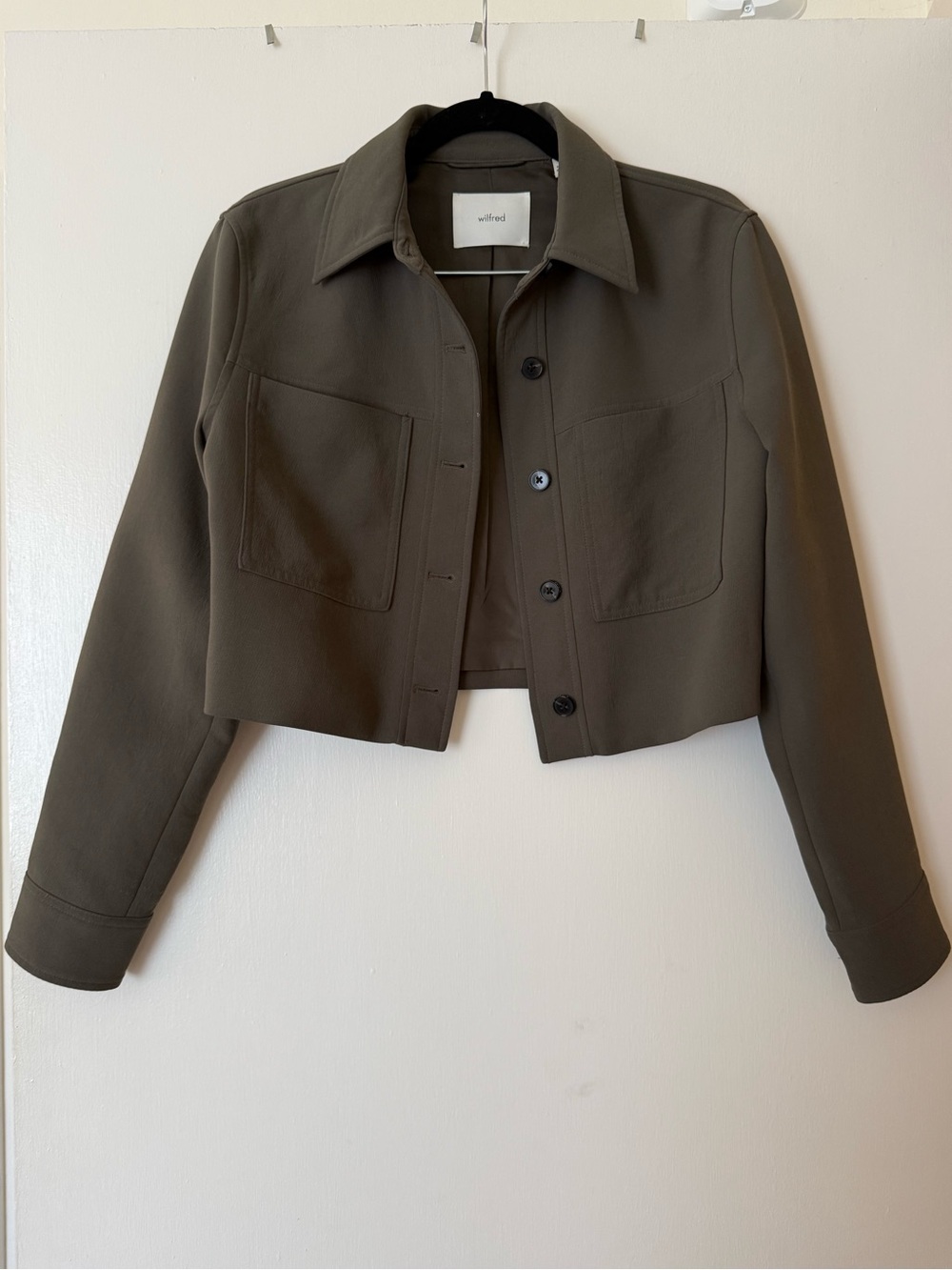 Aritzia Wilfred Olive Cropped Jacket - Size Small
